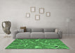 Machine Washable Abstract Emerald Green Contemporary Area Rugs in a Living Room,, wshcon2391emgrn