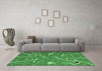 Machine Washable Abstract Emerald Green Contemporary Rug, wshcon2391emgrn