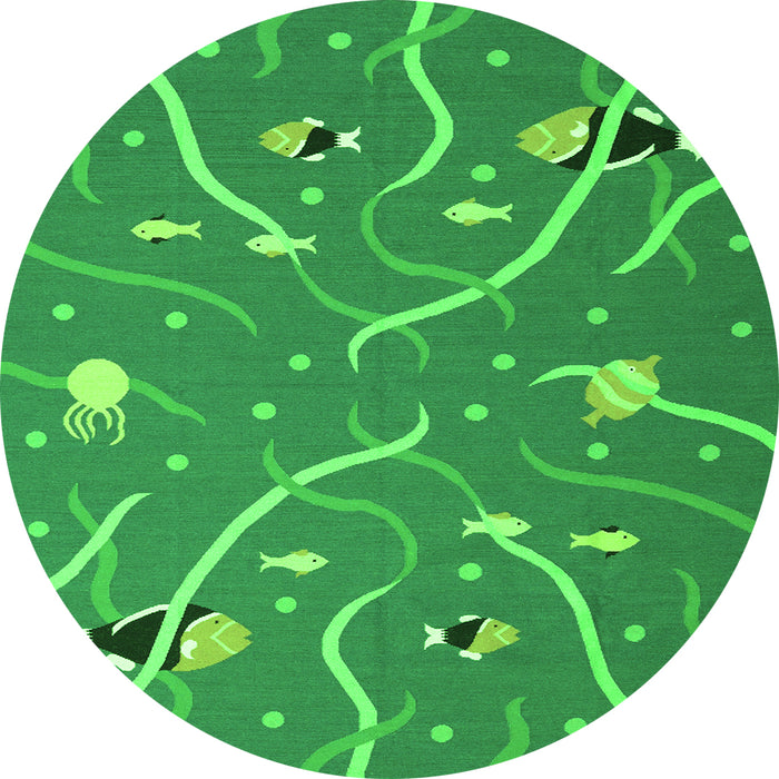 Square Abstract Green Contemporary Rug, con2391grn