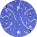 Round Abstract Blue Contemporary Rug, con2391blu