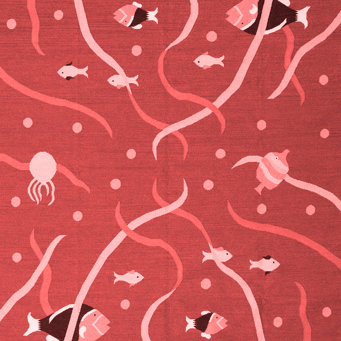 Machine Washable Abstract Red Contemporary Rug, wshcon2391red