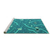 Sideview of Machine Washable Abstract Turquoise Contemporary Area Rugs, wshcon2391turq