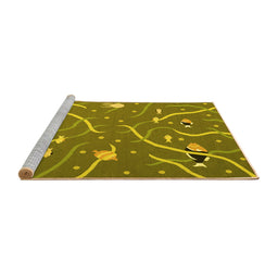 Sideview of Machine Washable Abstract Yellow Contemporary Rug, wshcon2391yw