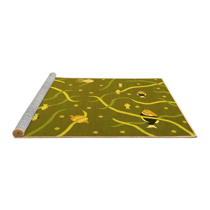 Sideview of Machine Washable Abstract Yellow Contemporary Rug, wshcon2391yw