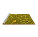 Sideview of Machine Washable Abstract Yellow Contemporary Rug, wshcon2391yw