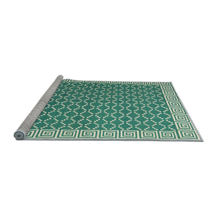 Serging Thickness of Machine Washable Contemporary Blue Green Rug, wshcon2392
