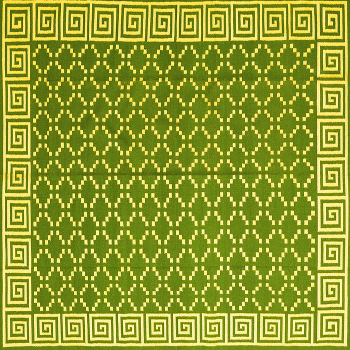 Square Machine Washable Abstract Yellow Contemporary Rug, wshcon2392yw