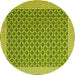 Round Machine Washable Abstract Yellow Contemporary Rug, wshcon2392yw