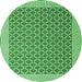 Round Machine Washable Abstract Emerald Green Contemporary Area Rugs, wshcon2392emgrn