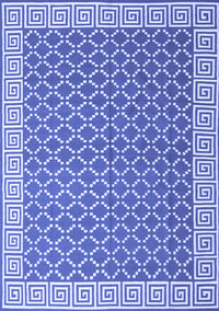 Abstract Blue Contemporary Rug, con2392blu