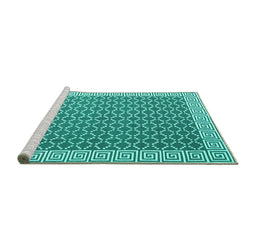 Sideview of Machine Washable Abstract Turquoise Contemporary Area Rugs, wshcon2392turq