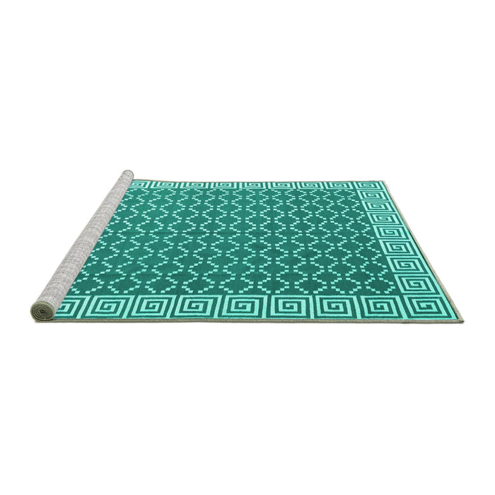 Sideview of Machine Washable Abstract Turquoise Contemporary Area Rugs, wshcon2392turq