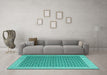 Machine Washable Abstract Turquoise Contemporary Area Rugs in a Living Room,, wshcon2392turq