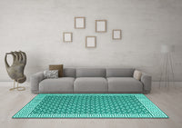 Machine Washable Abstract Turquoise Contemporary Rug, wshcon2392turq