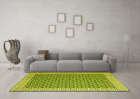 Machine Washable Abstract Yellow Contemporary Rug, wshcon2392yw