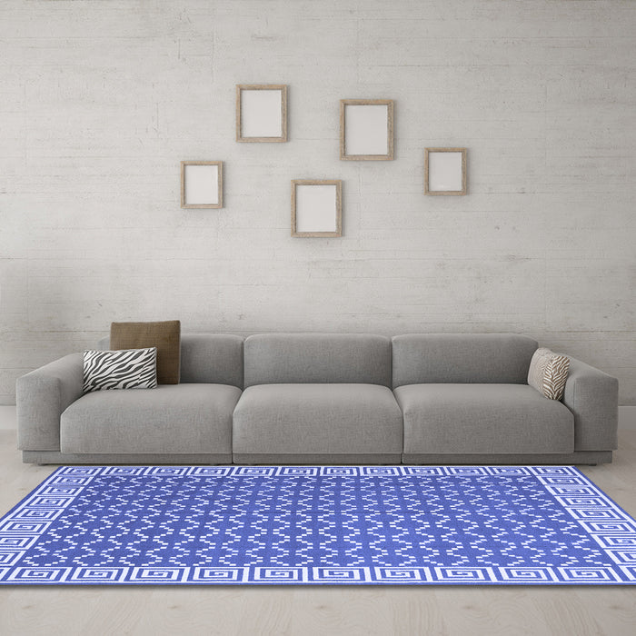 Machine Washable Abstract Blue Contemporary Rug in a Living Room, wshcon2392blu