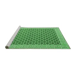 Sideview of Machine Washable Abstract Emerald Green Contemporary Area Rugs, wshcon2392emgrn
