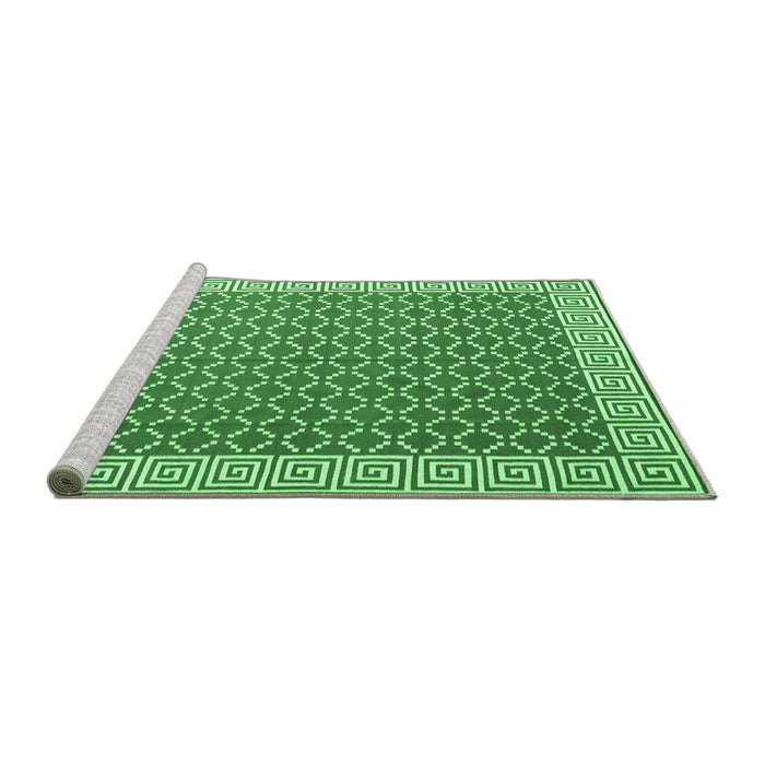 Sideview of Machine Washable Abstract Emerald Green Contemporary Area Rugs, wshcon2392emgrn