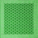 Serging Thickness of Abstract Green Contemporary Rug, con2392grn