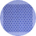 Round Abstract Blue Contemporary Rug, con2392blu