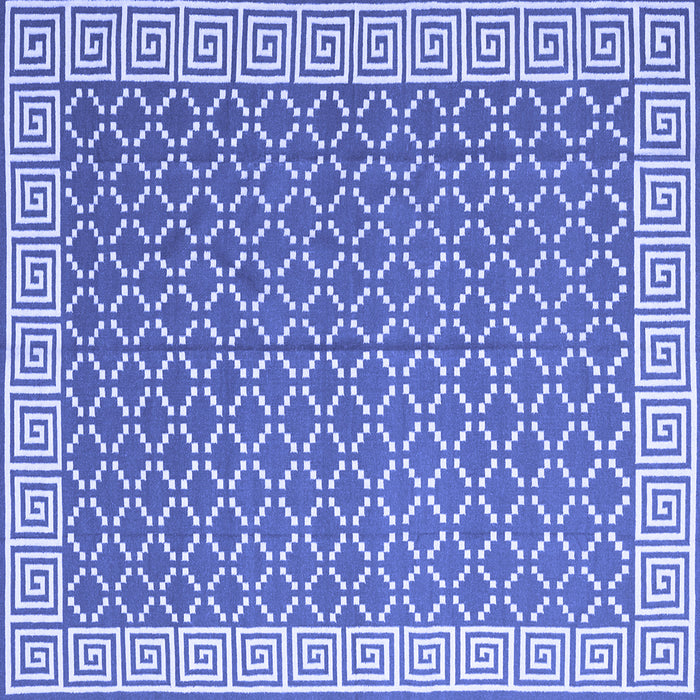 Square Abstract Blue Contemporary Rug, con2392blu