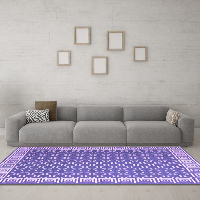 Machine Washable Abstract Purple Contemporary Area Rugs in a Living Room, wshcon2392pur