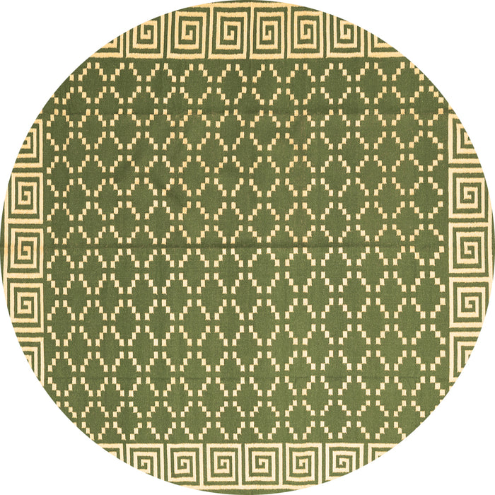 Round Abstract Brown Contemporary Rug, con2392brn