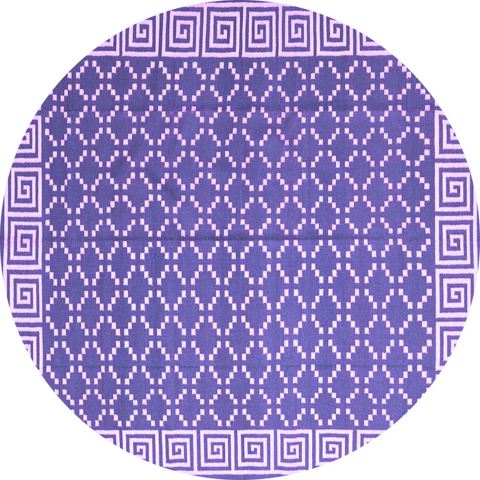 Round Abstract Purple Contemporary Rug, con2392pur