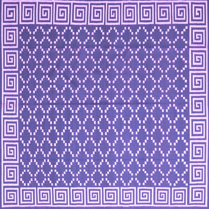 Square Machine Washable Abstract Purple Contemporary Area Rugs, wshcon2392pur