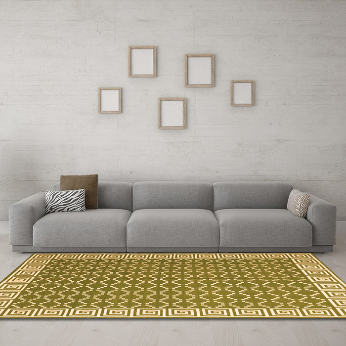 Machine Washable Abstract Orange Contemporary Area Rugs in a Living Room, wshcon2392org