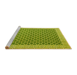 Sideview of Machine Washable Abstract Yellow Contemporary Rug, wshcon2392yw