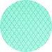 Round Machine Washable Terrilis Turquoise Contemporary Area Rugs, wshcon2393turq