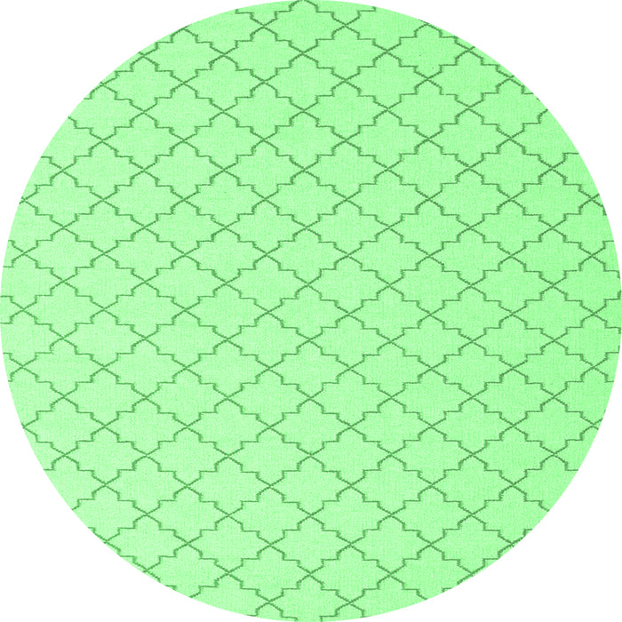 Round Machine Washable Terrilis Emerald Green Contemporary Area Rugs, wshcon2393emgrn