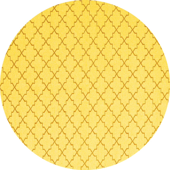 Round Machine Washable Terrilis Yellow Contemporary Rug, wshcon2393yw