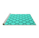 Sideview of Machine Washable Trellis Turquoise Modern Area Rugs, wshcon2394turq
