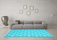 Machine Washable Trellis Light Blue Modern Rug, wshcon2394lblu