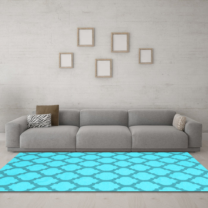 Machine Washable Trellis Light Blue Modern Rug in a Living Room, wshcon2394lblu