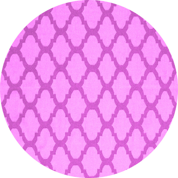 Round Machine Washable Trellis Pink Modern Rug, wshcon2394pnk
