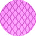 Round Machine Washable Trellis Pink Modern Rug, wshcon2394pnk