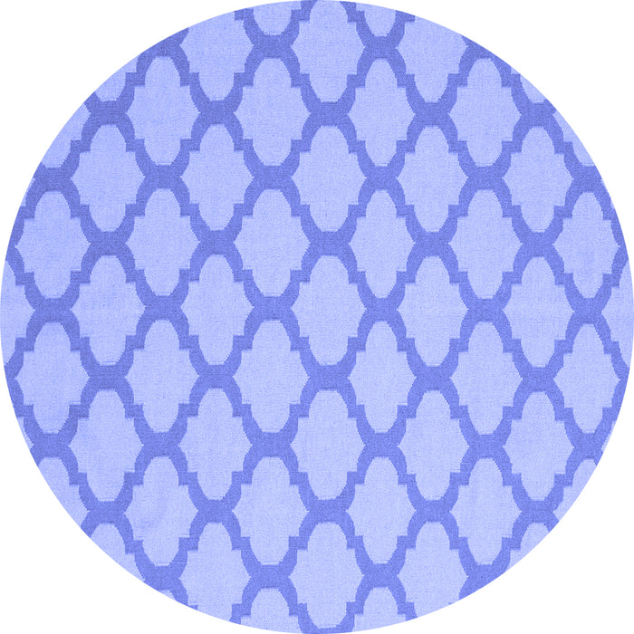 Round Machine Washable Trellis Blue Modern Rug, wshcon2394blu