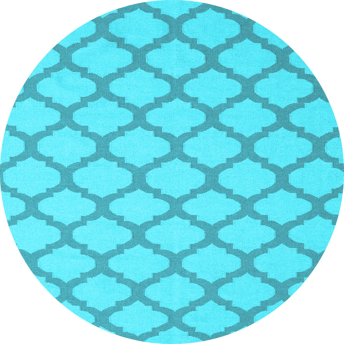 Round Machine Washable Trellis Light Blue Modern Rug, wshcon2394lblu