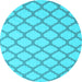 Round Machine Washable Trellis Light Blue Modern Rug, wshcon2394lblu