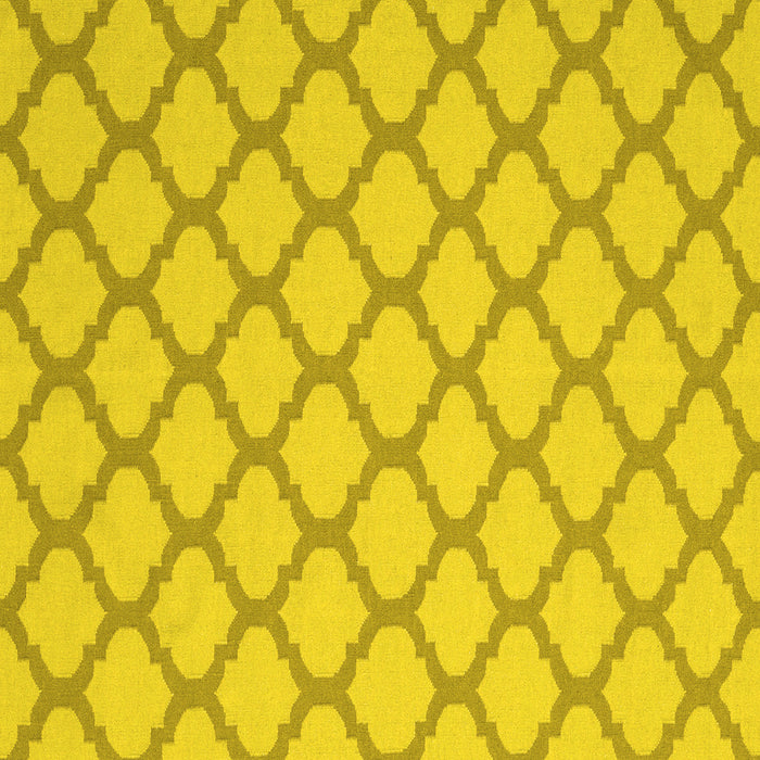 Square Machine Washable Trellis Yellow Modern Rug, wshcon2394yw