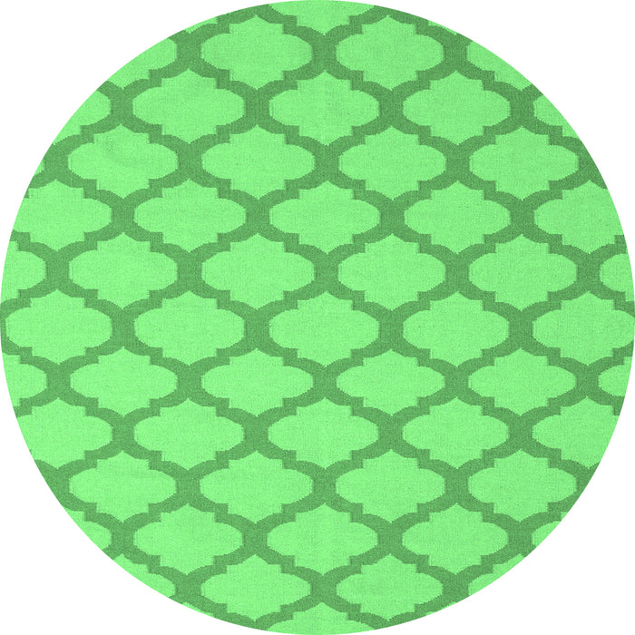 Round Machine Washable Trellis Emerald Green Modern Area Rugs, wshcon2394emgrn