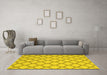 Machine Washable Trellis Yellow Modern Rug in a Living Room, wshcon2394yw