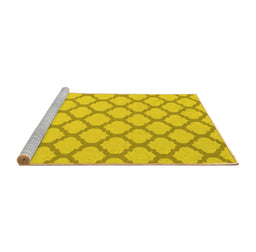 Sideview of Machine Washable Trellis Yellow Modern Rug, wshcon2394yw