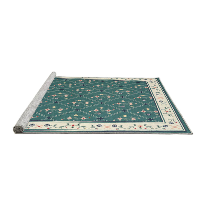 Serging Thickness of Machine Washable Contemporary Greenish Blue Green Rug, wshcon2395
