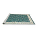 Serging Thickness of Machine Washable Contemporary Greenish Blue Green Rug, wshcon2395