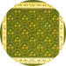 Round Abstract Yellow Contemporary Rug, con2395yw