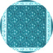 Round Machine Washable Abstract Light Blue Contemporary Rug, wshcon2395lblu